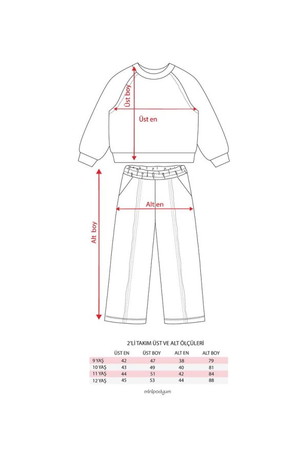Minipodyum Girls' Balance Embroidered Oversized Tracksuit