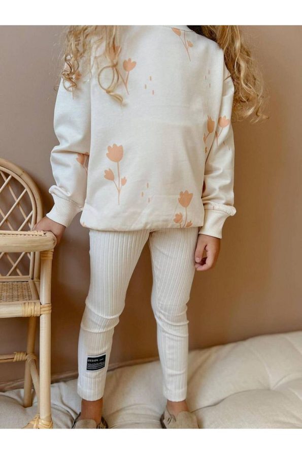 Yigit Boutique Floral Print Girls' Outfit with Leggings