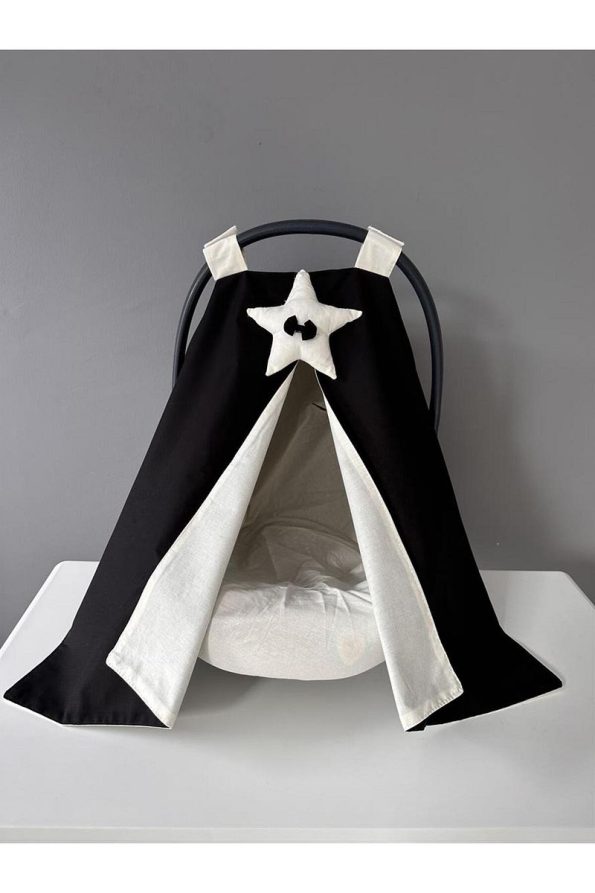 Black-Cream Star Design Stroller Cover and Sheet Set