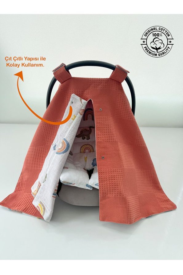 Jaju Baby Cute Dino Muslin Stroller Cover and Cushion