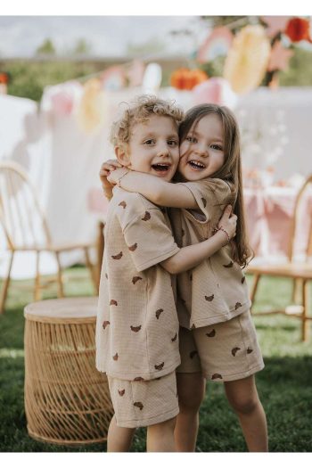 Kirazkids Croissant Pattern 100% Cotton Summer Set for Kids