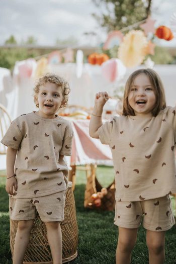 Kirazkids Croissant Pattern 100% Cotton Summer Set for Kids