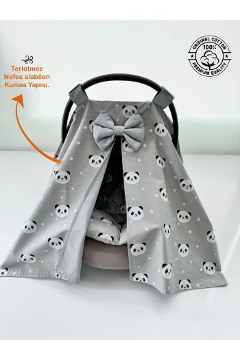 Gray Panda Design Stroller Cover and Cushion Set