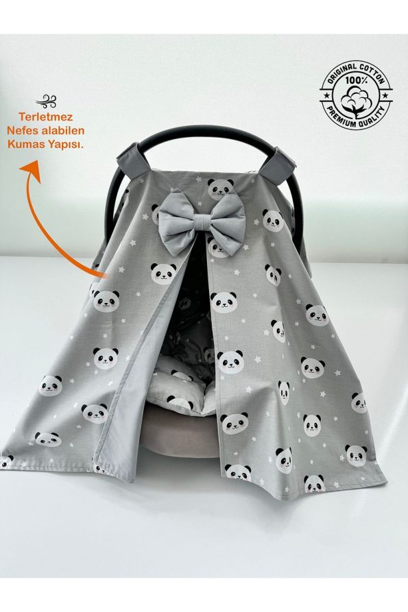 Gray Panda Design Stroller Cover and Cushion Set