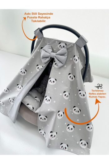 Gray Panda Design Stroller Cover and Cushion Set