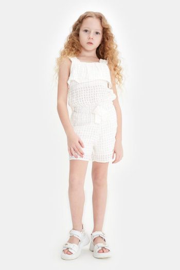 Tyess Bg Store Girls' White Jumpsuit