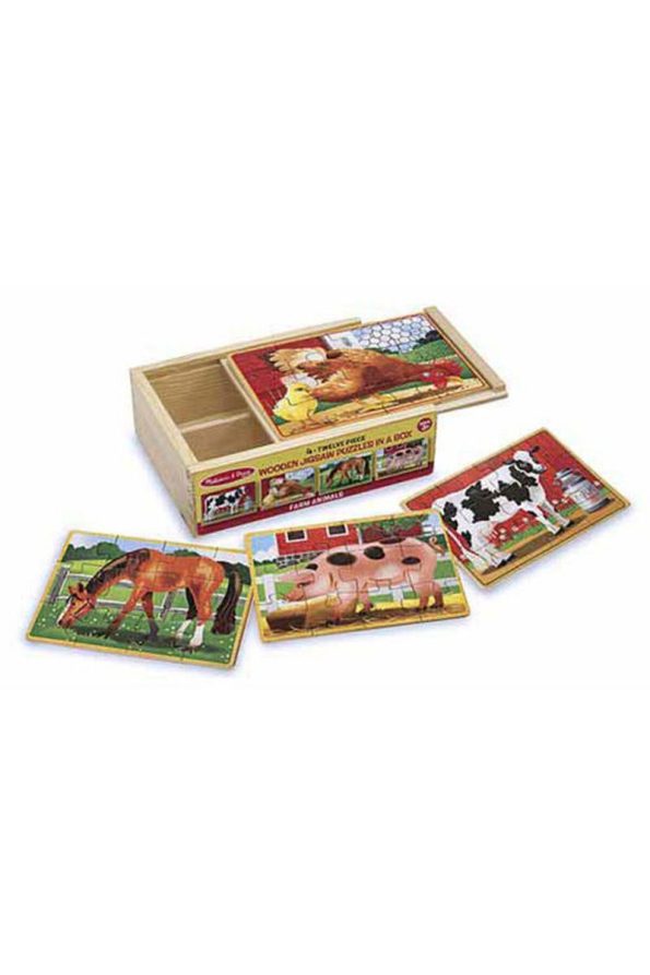 Melissa & Doug Wooden Farm Animal Puzzle Set