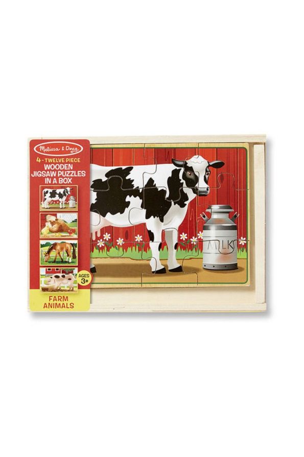 Melissa & Doug Wooden Farm Animal Puzzle Set