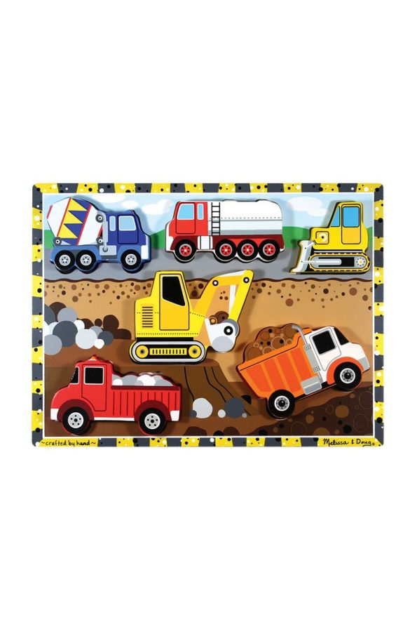 Melissa & Doug Wooden Chunky Puzzle - Construction Vehicles
