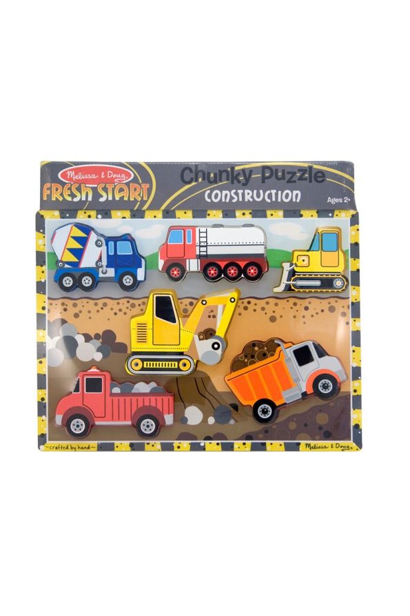 Melissa & Doug Wooden Chunky Puzzle - Construction Vehicles