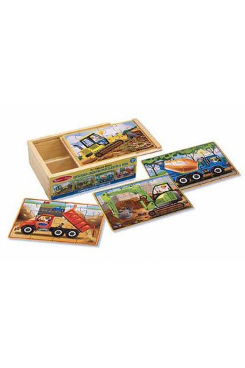 Melissa & Doug Wooden 12x4 Puzzle Set - Construction Vehicles