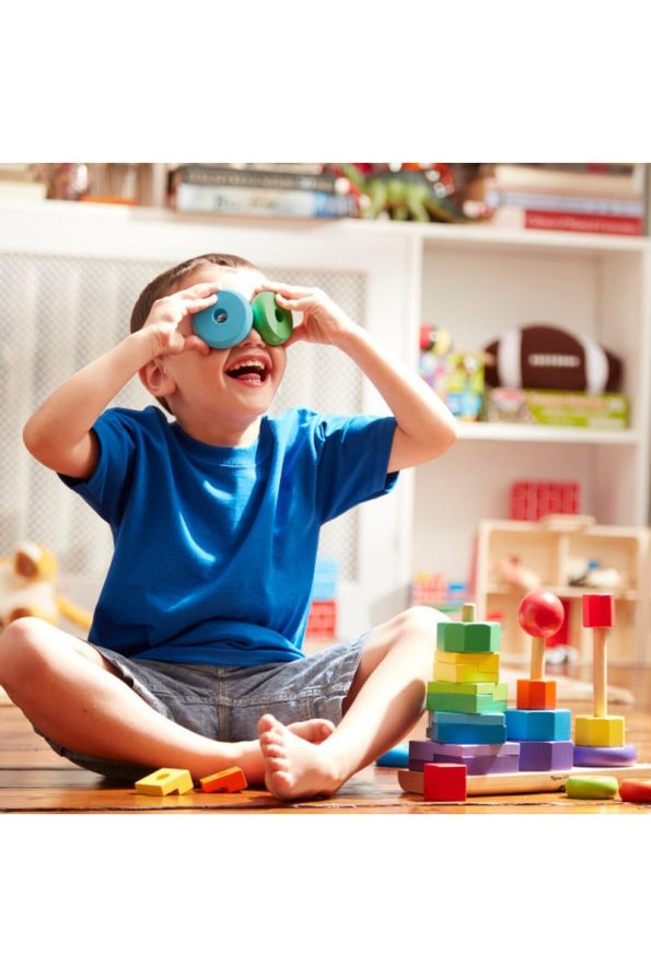 Melissa & Doug Wooden Geometric Stacking Towers