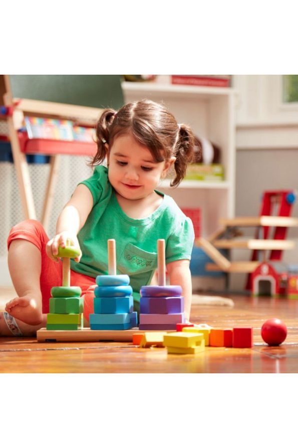 Melissa & Doug Wooden Geometric Stacking Towers