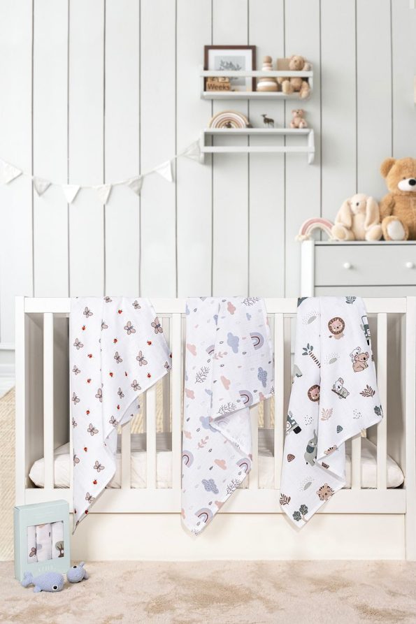 EIFIN Multi-Purpose Muslin Cloth & Blanket Set - 3 Pieces, 100% Cotton, Oeko-Tex Certified