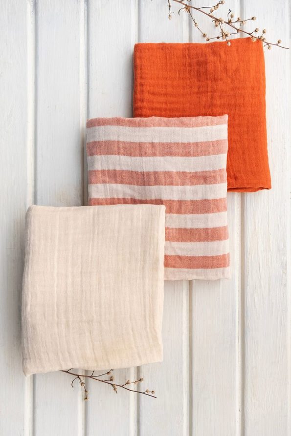 EIFIN Muslin Cloth & Blanket 3-Piece Set 100% Cotton Oeko-Tex Certified 80x70 Cm
