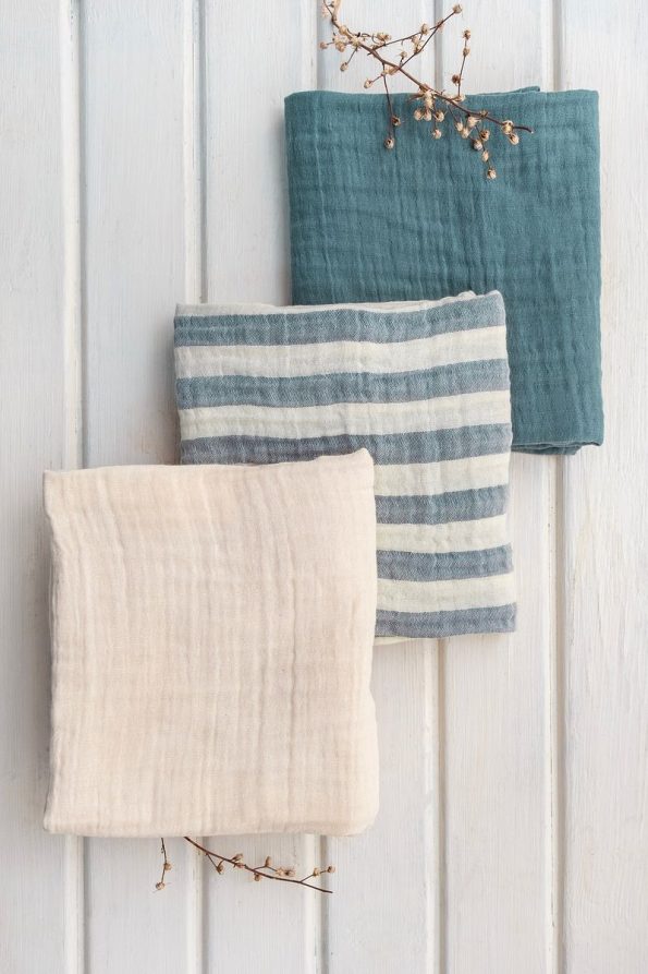 EIFIN Muslin Blanket & Throw Set 100% Cotton Oeko-Tex Certified 80x70 Cm