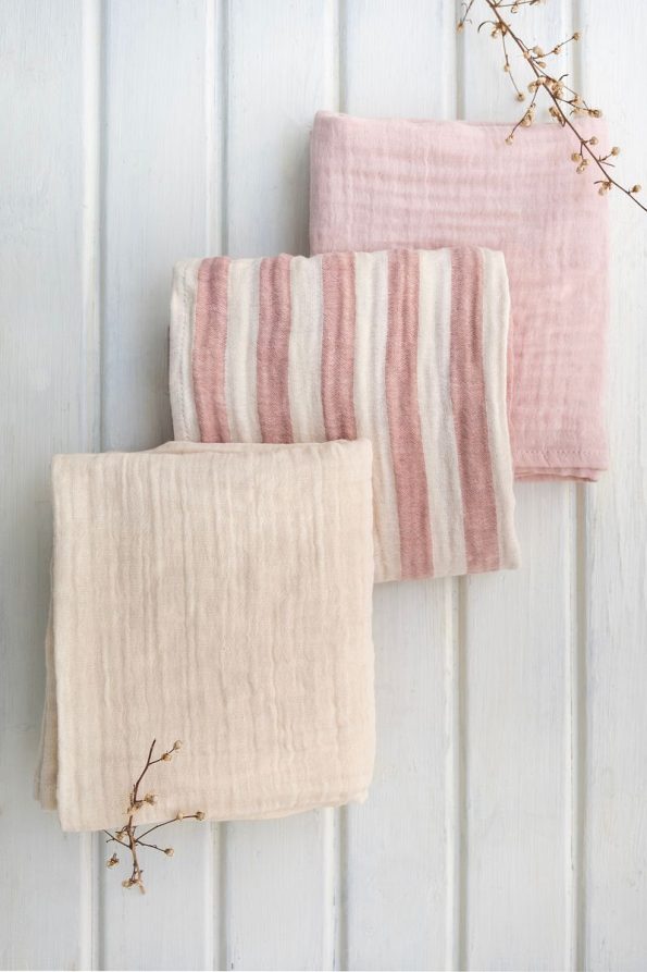 EIFIN Muslin Blanket & Throw 3-Piece Set 100% Cotton Oeko-Tex Certified 80x70 cm