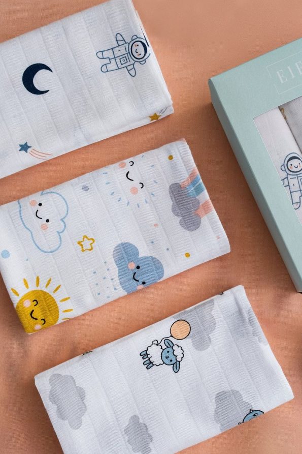 EIFIN Multi-Purpose Muslin Cloth & Blanket Set - 3 Pieces