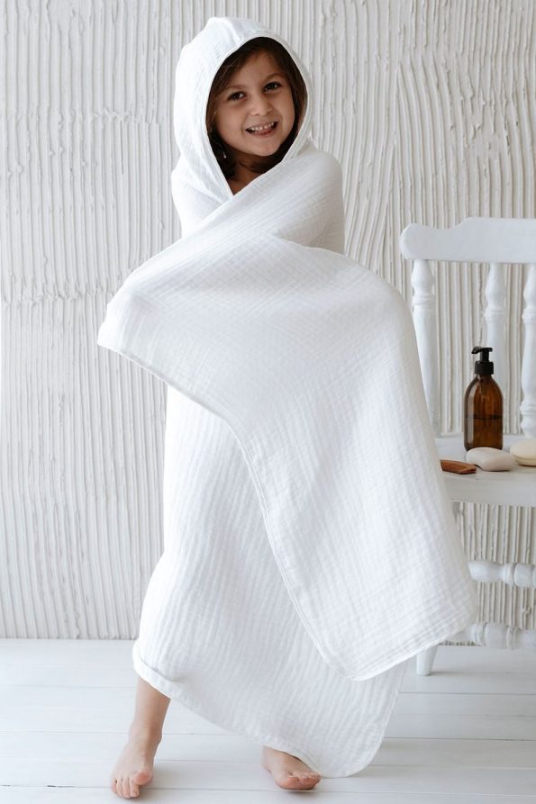 Tuğba Swan 4-Layer Muslin Hooded Towel - Pure Baby Series - Fox and Little Prince