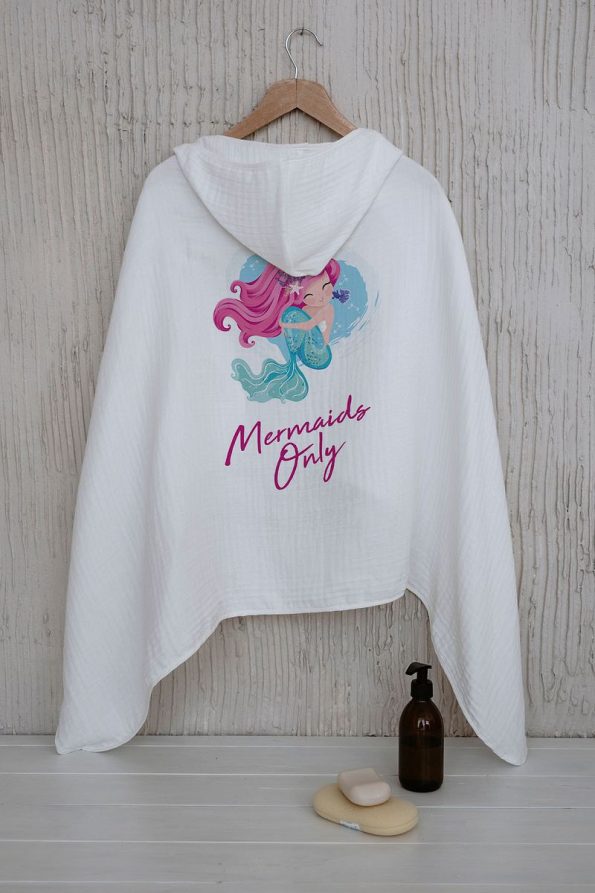 Tuğba Swan 4-Layer Muslin Hooded Towel - Young Series - Pink-Haired Mermaid