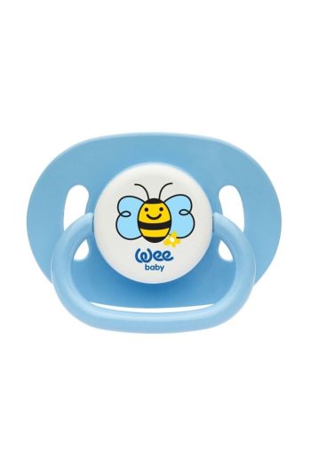 Wee Baby Silicone Cherry Tip Oval Pacifier No:2 (With Strap) Blue