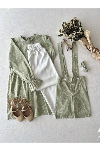 Little One Boutique Green Poplin Tunic and Boys' Dungaree-Bow Tie Set