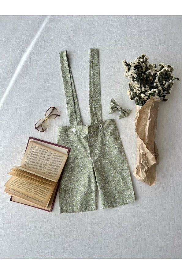 Little One Boutique Green Poplin Tunic and Boys' Dungaree-Bow Tie Set