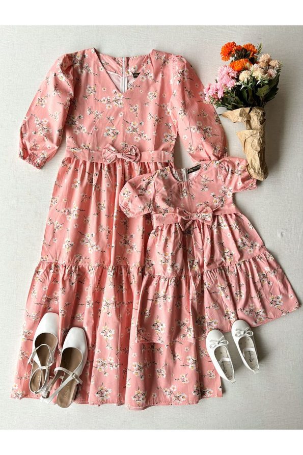 Kucugum Boutique Salmon Spring Branch Mother-Daughter Dress