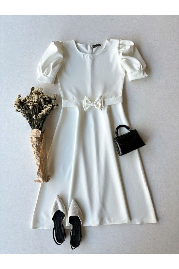 Little One Boutique White Watermelon Sleeve Midi Dress for Moms and Daughters