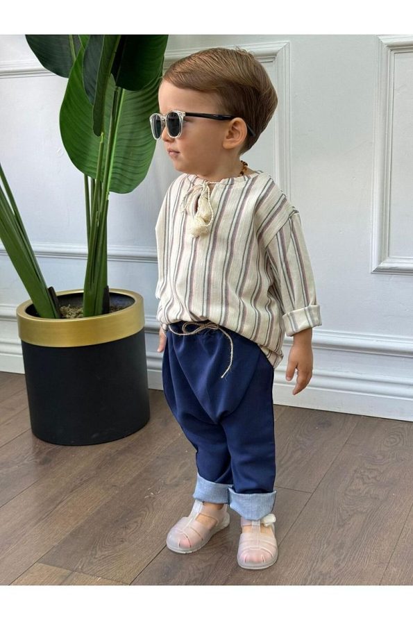 Ares Kids Fashion White Shirt and Blue Pants Set