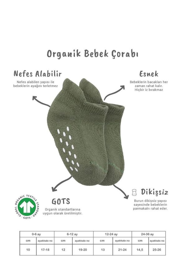 Bistyle Organic Non-Slip Sneaker Socks for Babies and Kids