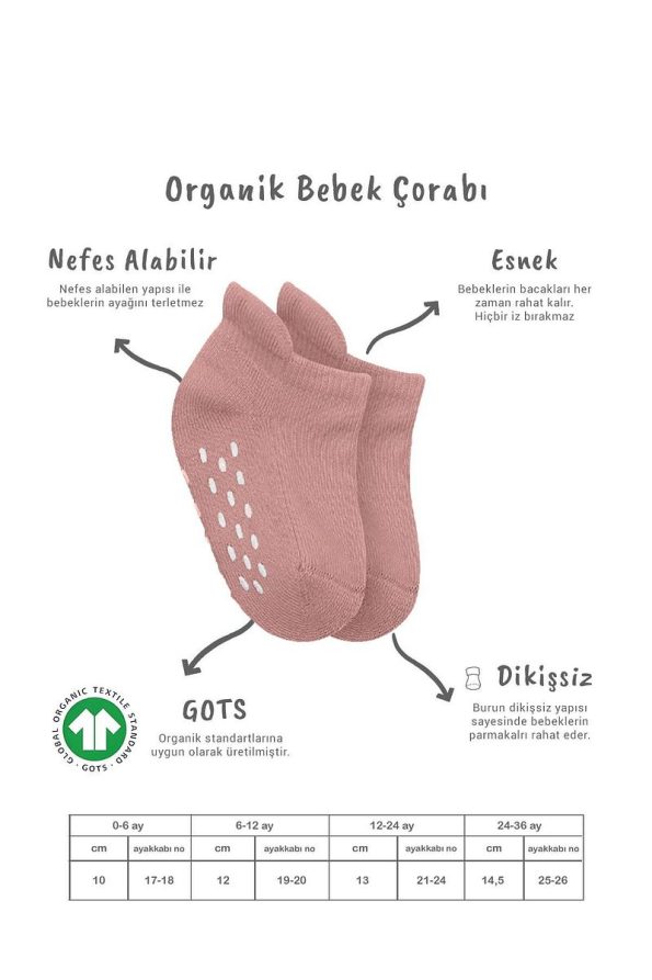 Bistyle Organic Non-Slip Sneaker Socks for Babies and Kids
