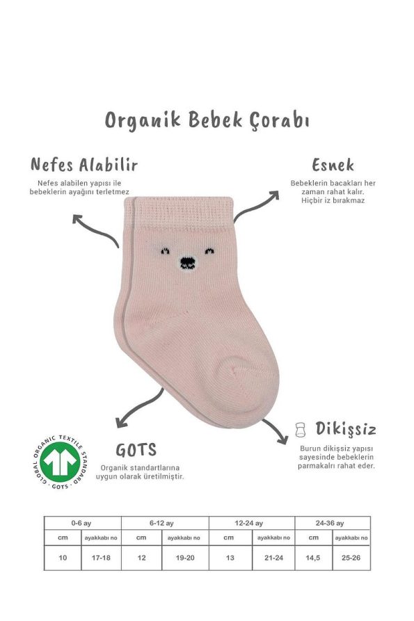 Bistyle Organic Seamless Bear Baby Socks (Set of 2)