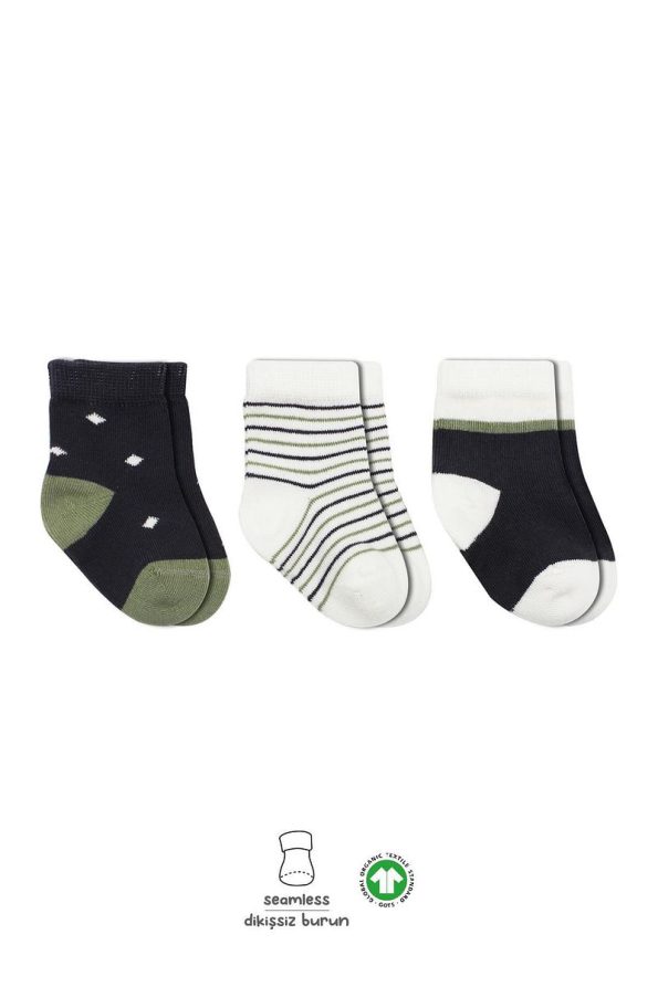 Bistyle Seamless Organic Polka Dot Baby Socks for Boys 0-3 Months