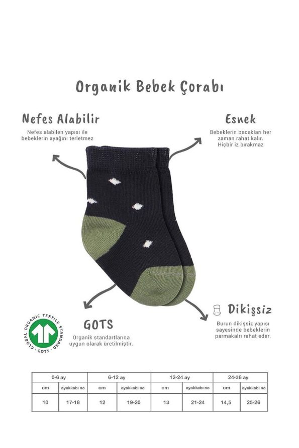 Bistyle Seamless Organic Polka Dot Baby Socks for Boys 0-3 Months