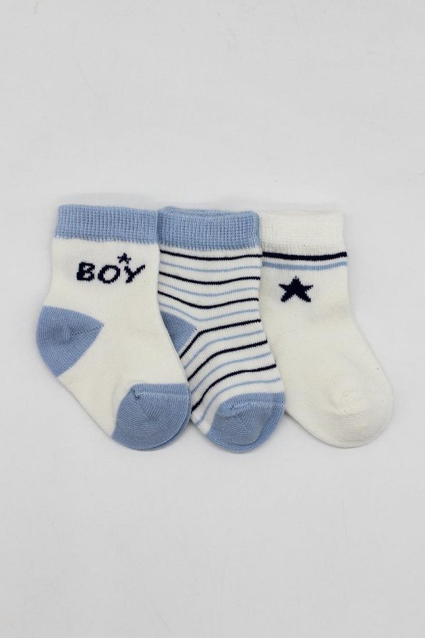 Bistyle Organic Seamless 3-Pack Boy and Girl Baby Socks 0-3 Months