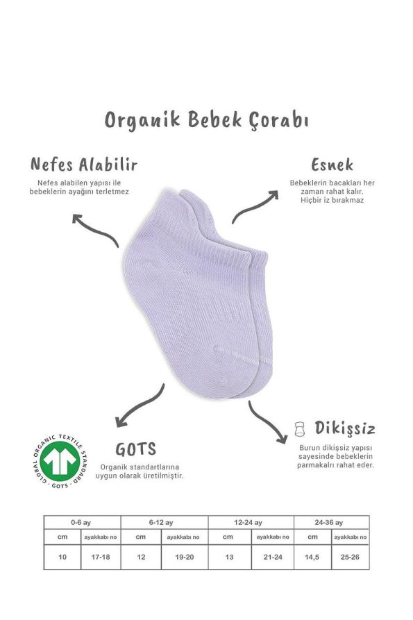 Bistyle Organic 6-Pack Kids Sneakers Socks