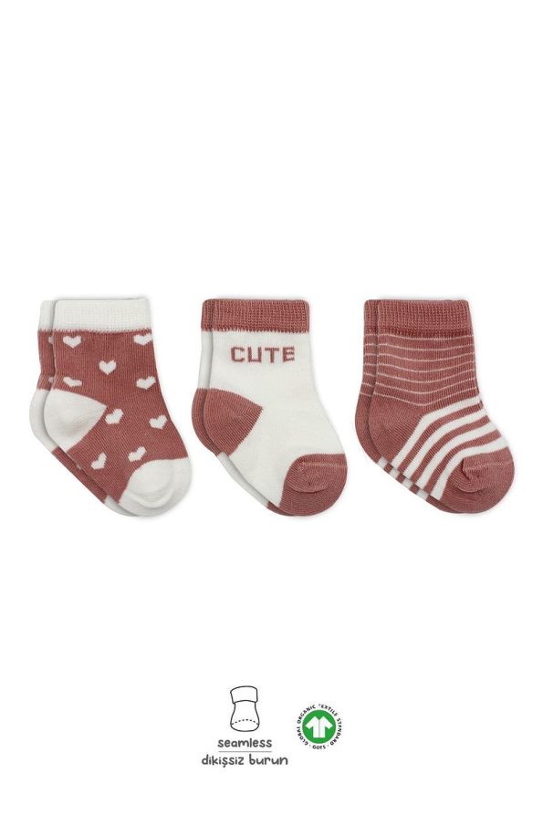 Bistyle Organic Seamless 3-Pack Cute Stars Baby Socks 0-3 Months