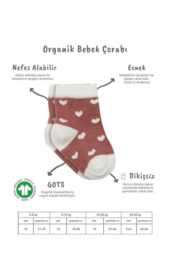 Bistyle Organic Seamless 3-Pack Cute Stars Baby Socks 0-3 Months