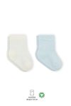 Bistyle Polka Dot Cotton Ankle Socks 2-Pack Blue Cream