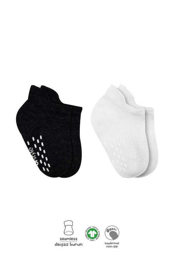 Bistyle Organic Baby and Kids Non-Slip Sneaker Socks (Set of 2)