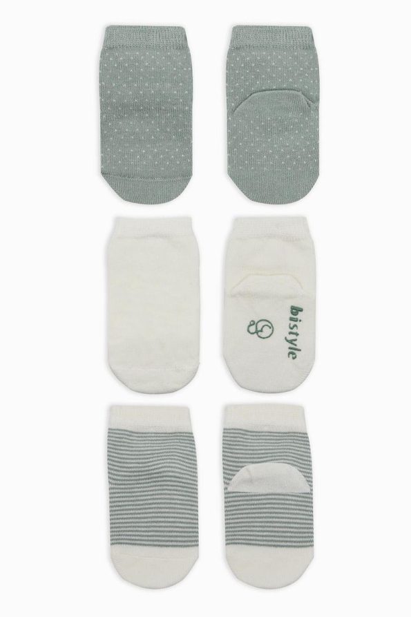 Bistyle Organic Seamless Dotted Non-Slip Baby Socks Set 0-3 Months