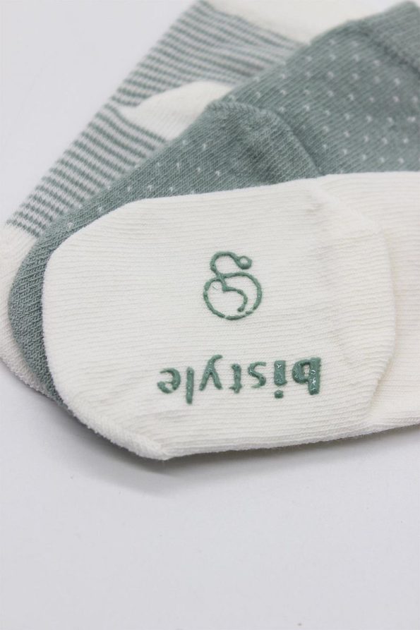 Bistyle Organic Seamless Dotted Non-Slip Baby Socks Set 0-3 Months