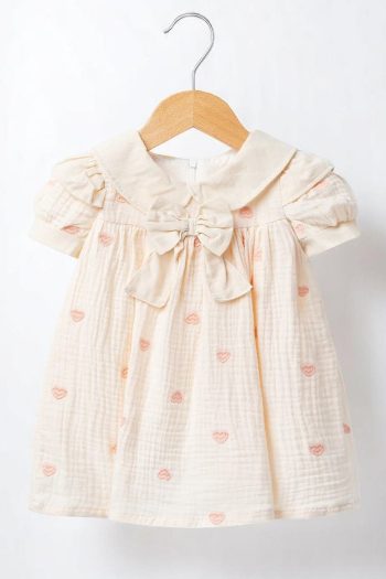 Minuma Baby Girl Heart Embroidered Lined Muslin Dress 9-24 Months
