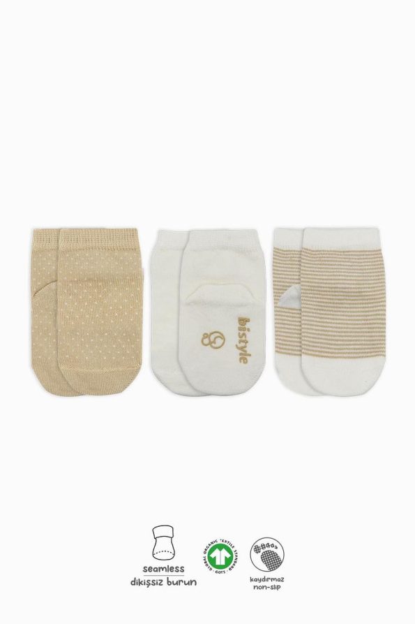 Bistyle Organic Seamless Polka Dot Non-Slip Baby Socks 0-3 Months