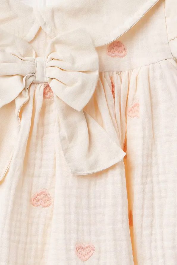 Minuma Baby Girl Heart Embroidered Lined Muslin Dress 9-24 Months
