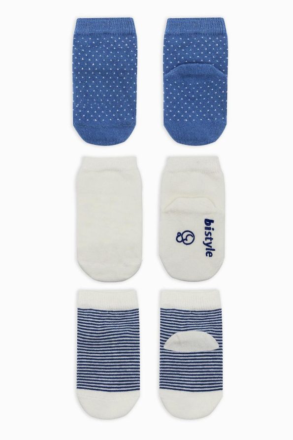 Bistyle Organic Seamless 3-Pair Polka Dot Non-Slip Baby Socks 0-3 Months