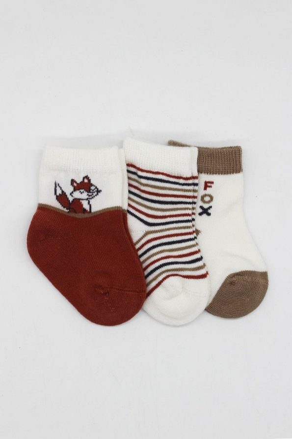 Bistyle Organic Seamless 3-Pack Fox Baby Socks 0-3 Months