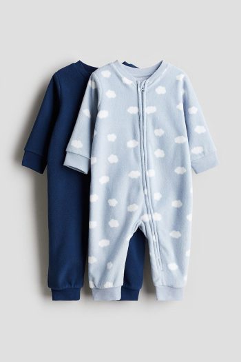 H&M 2-Piece Zip-Up Fleece Jumpsuit Pajama