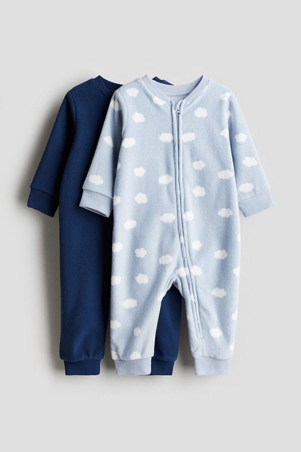 H&M 2-Piece Zip-Up Fleece Jumpsuit Pajama